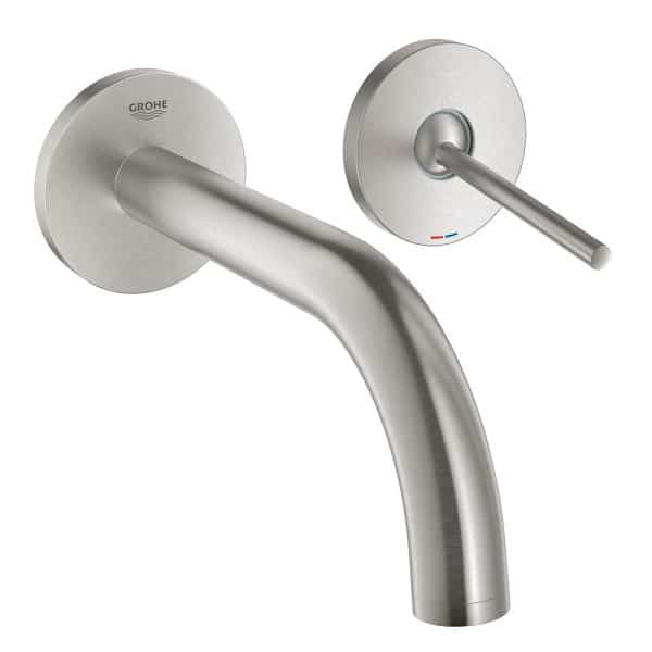 Baterie lavoar pe perete supersteel Grohe Atrio crom mat Grohe imagine 2022 by aka-home.ro