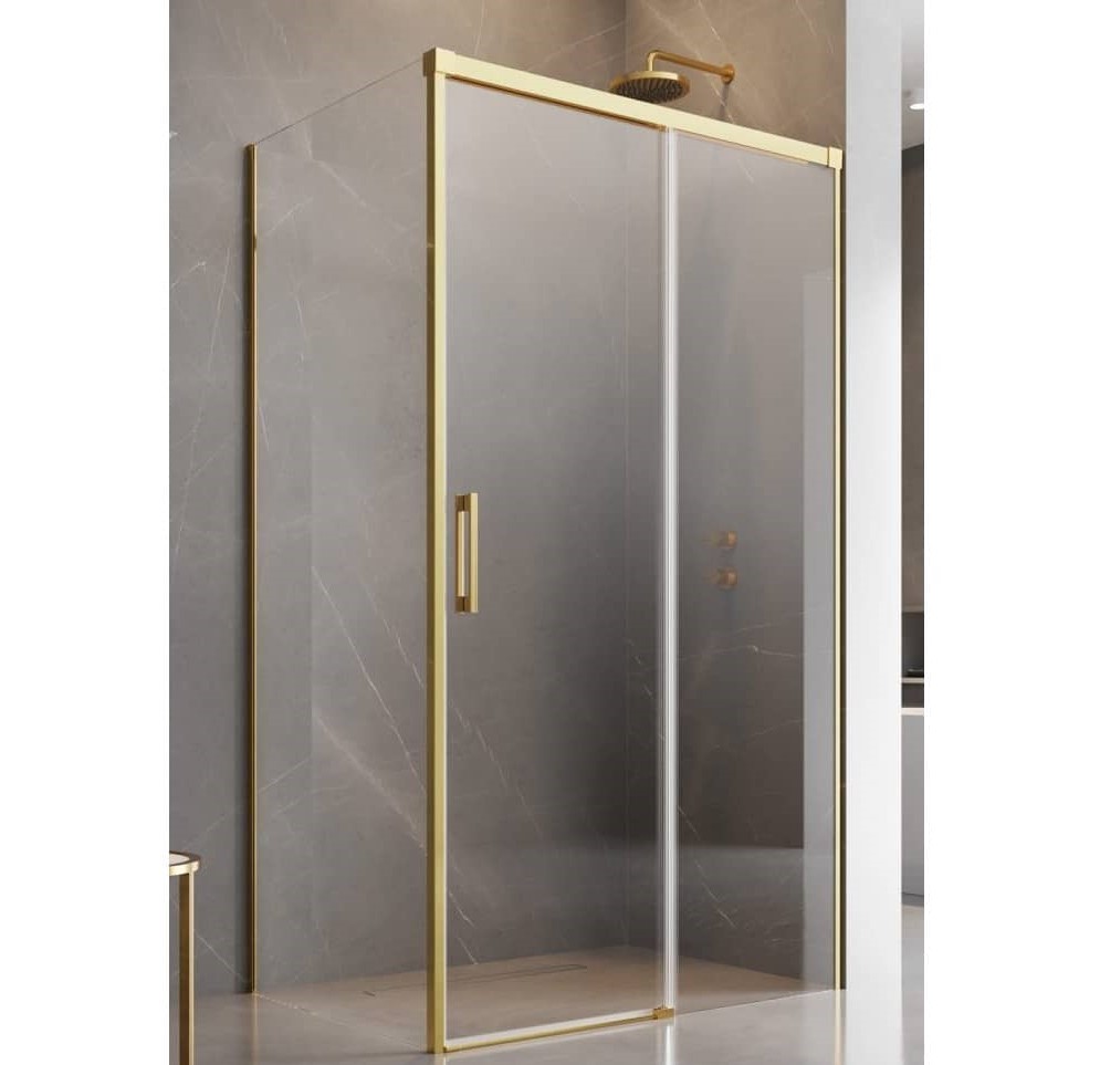 Cabina de dus Idea Gold 140×110 cm cu usa glisanta si perete fix auriu 140x110 imagine noua 2022