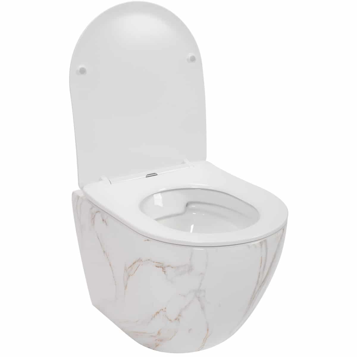 ef6720125b51aeab Vas WC suspendat REA Carlos Aiax Shiny cu capac slim Soft close alb