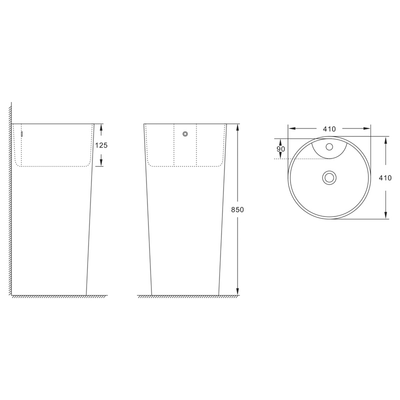 33 1 Lavoar freestanding Fluminia Athos-B rotund 40 cm alb