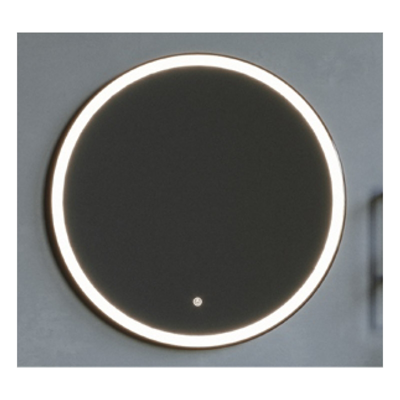 Oglinda rotunda baie Fluminia Black-Boy 90 cu iluminare LED si rama Neagra baie