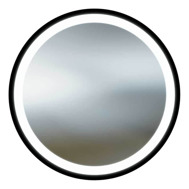 1 4 Oglinda rotunda baie Olivia 70 cm Neagra cu iluminare led