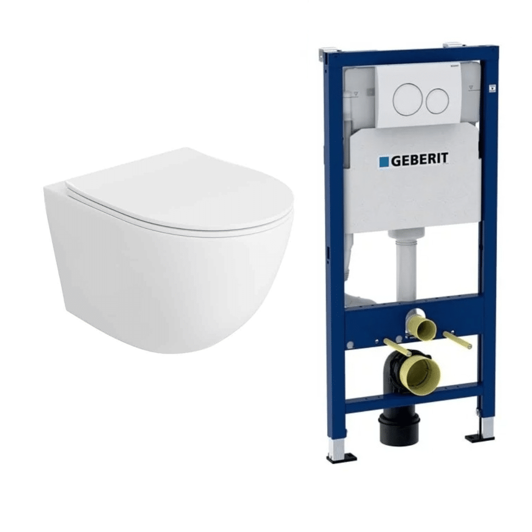 Untitled design 2023 06 15T104403.550 1 Set vas WC suspendat Matilda Alb cu rezervor Geberit si clapeta alba Delta 20